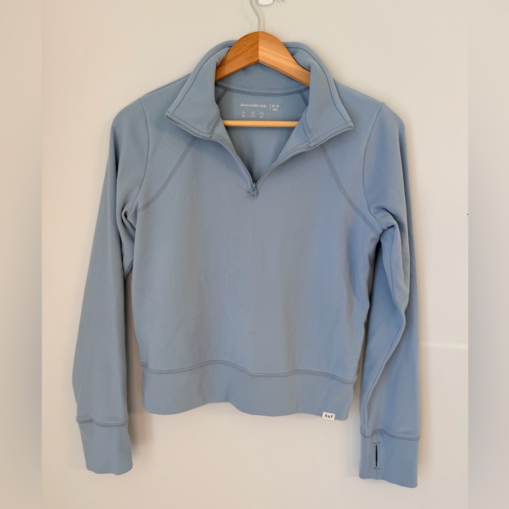 Girls Blue Quarter-Zip Top